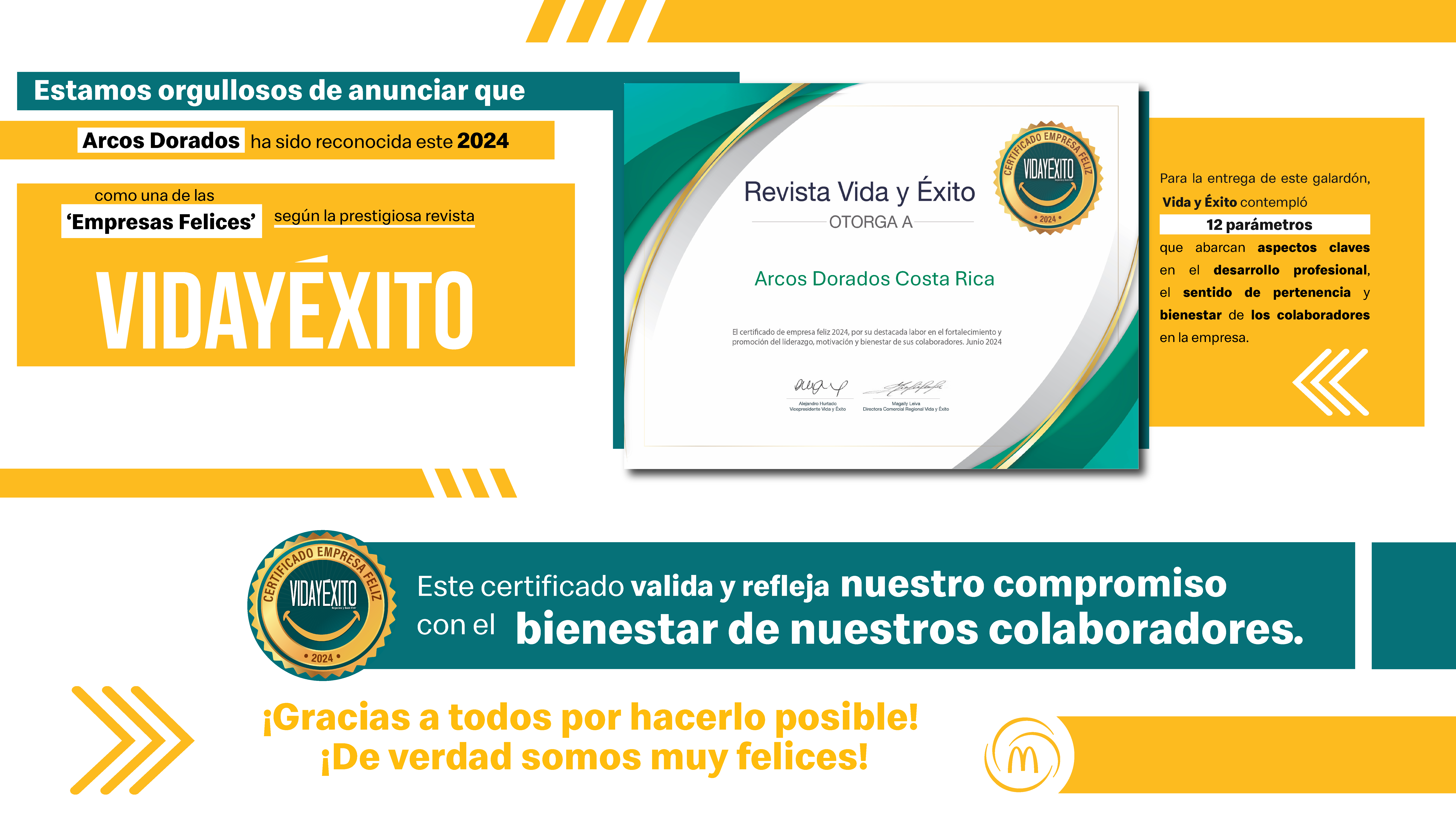 [Costa Rica] Arcos Dorados reconocida entre las empresas más felices del país